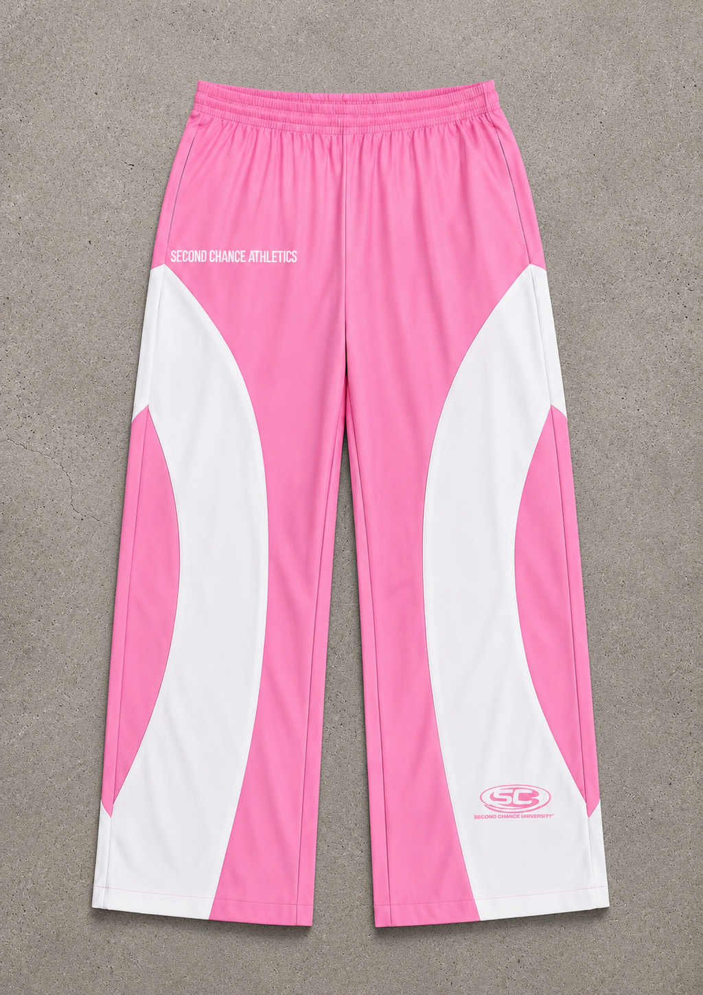 PINK & WHITE LOGO TRACKPANTS
