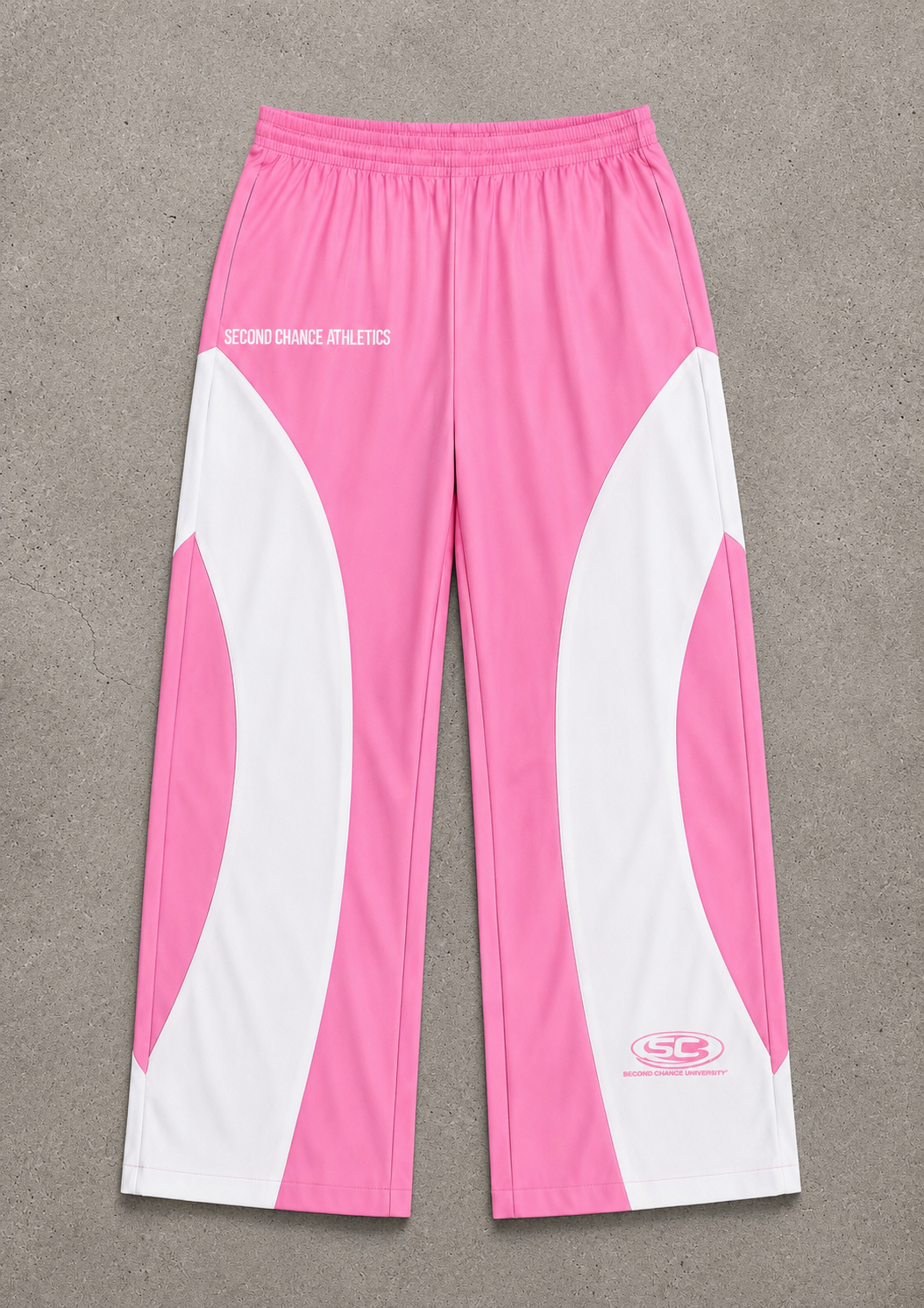 PINK & WHITE LOGO TRACKPANTS