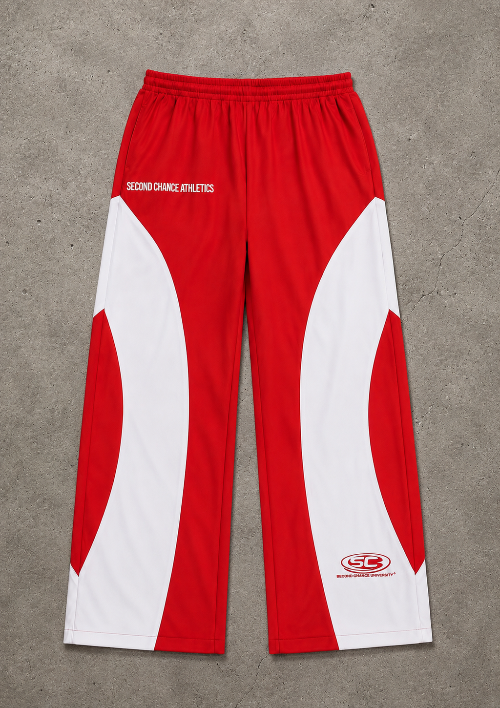 RED & WHITE LOGO TRACKPANTS